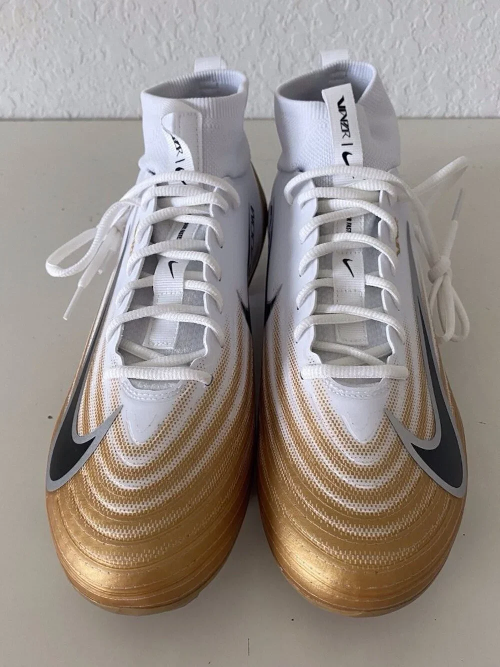 Men’s Sz 11.5 Nike Zoom Air Vapor Pro 1 Football Cleats FB3298-103 White Gold